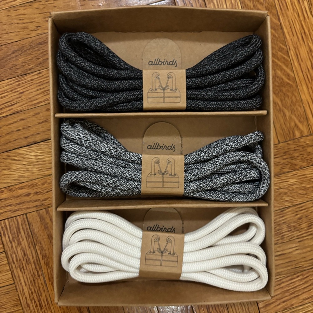NEW: Allbirds Shoe Laces Set - Black, Gray, White